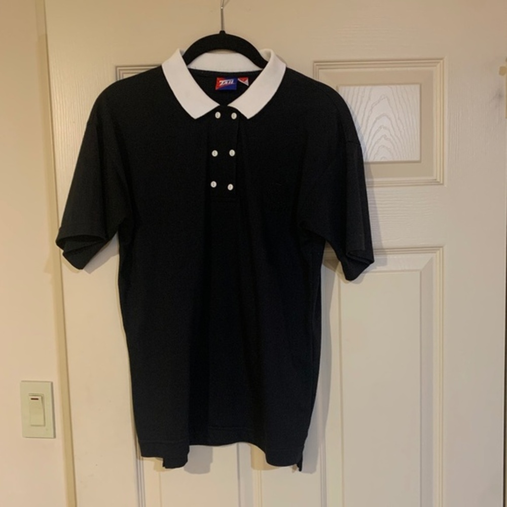 Tail Black/White Cotton Polo Shirt sz S